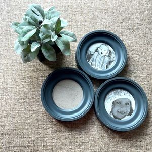 Set of Three Round Black Photo Frames